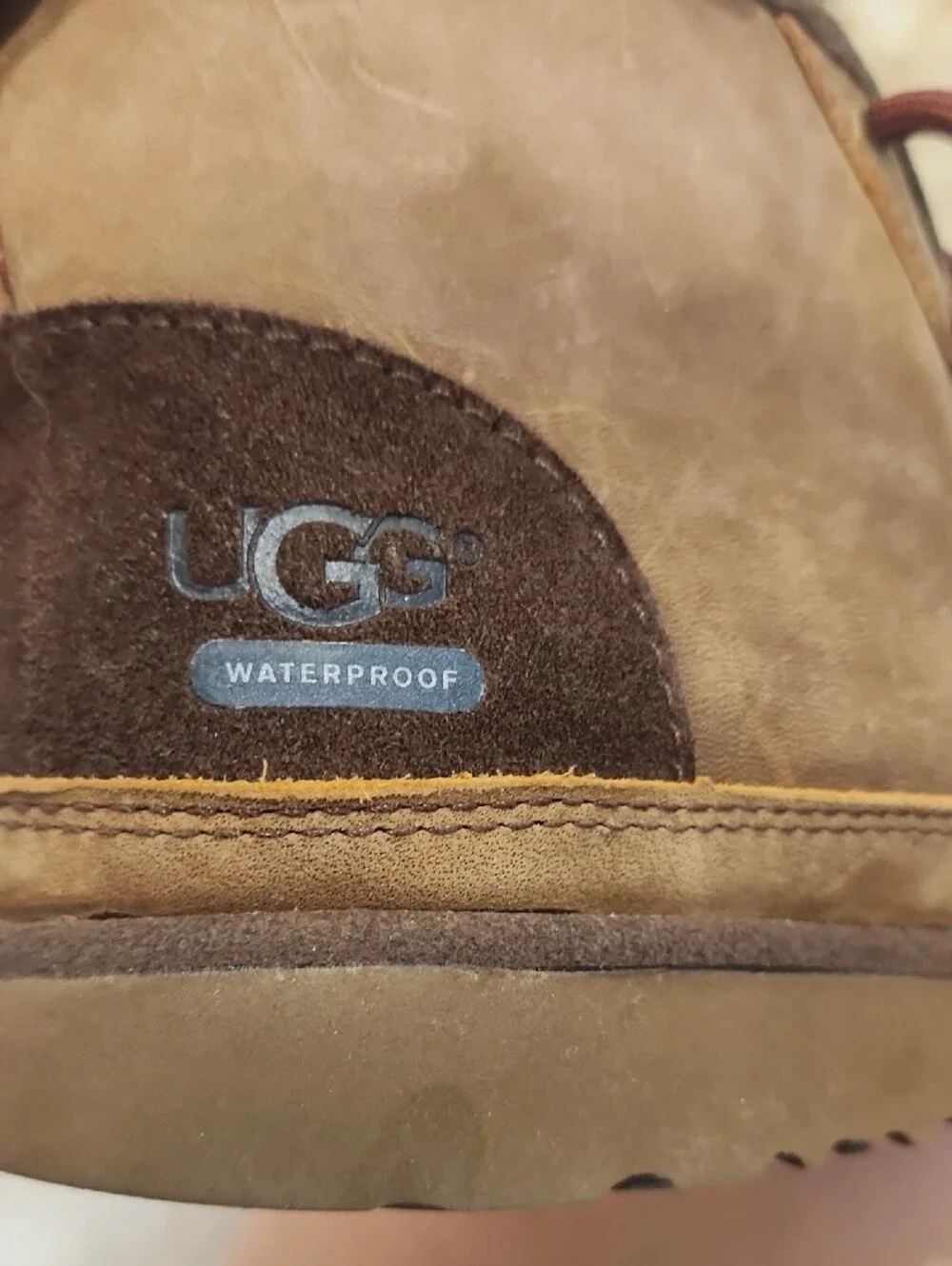 UGG Kids Chestnut Brown Waterproof Lace-Up Boots with Red Laces -4